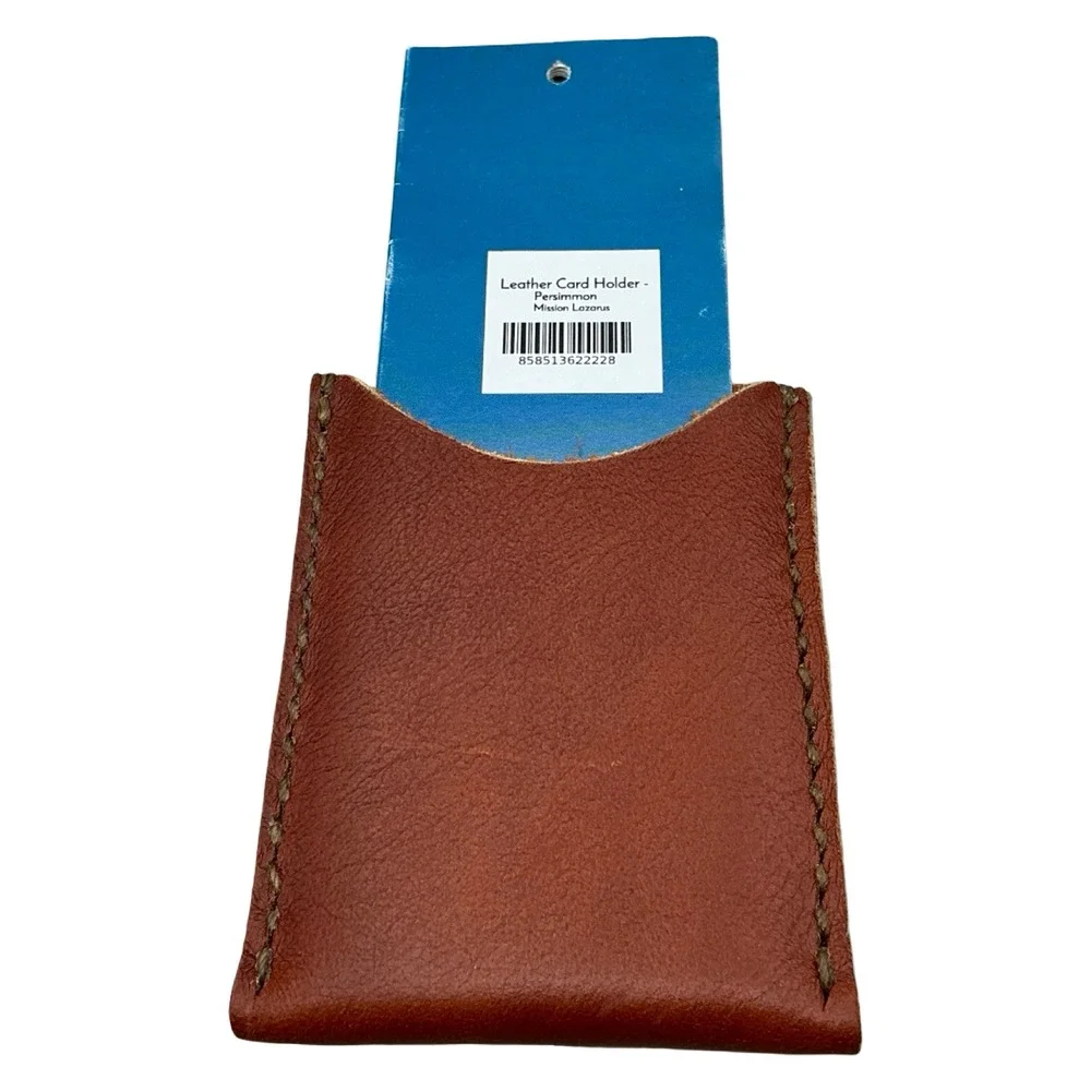 Lazarus Artisan Goods Leather Card Holder Persimmon Mission Lazarus Brown Sleeve
